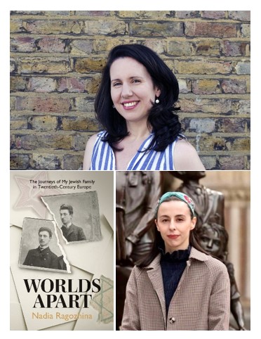 Images of Nadia Ragozhina, the cover of her book 'Worlds Apart', and Amy Williams