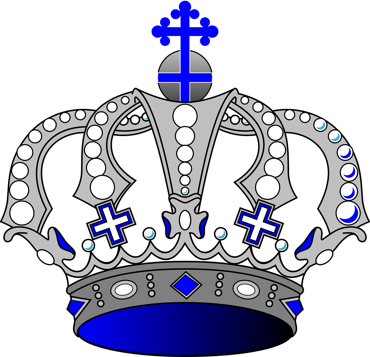 Blue and silver crown