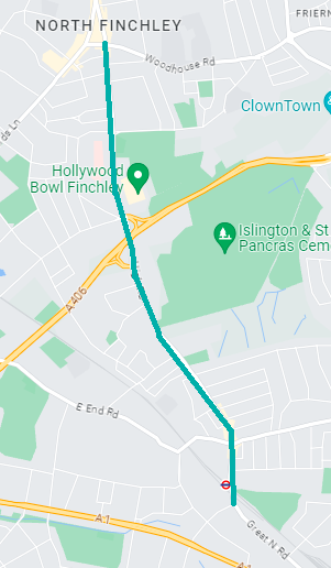 A1000 Cycle Lane Route map