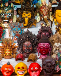 A selection of brightly coloured face masks