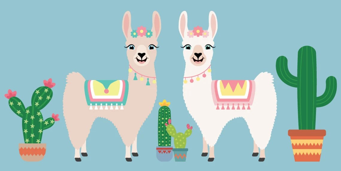 A cute illustration of Two Llamas
