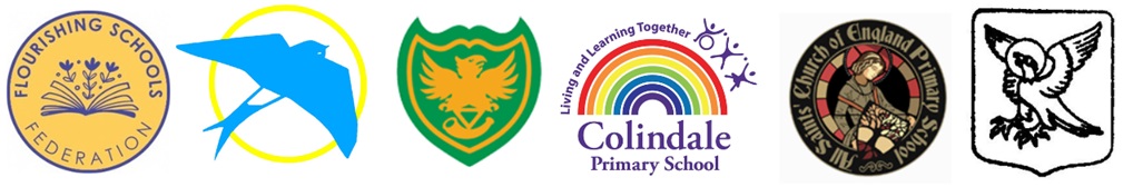 Series of school logos in a row