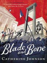 Blue and red book cover of Blade and Bone by Catherine Johnson