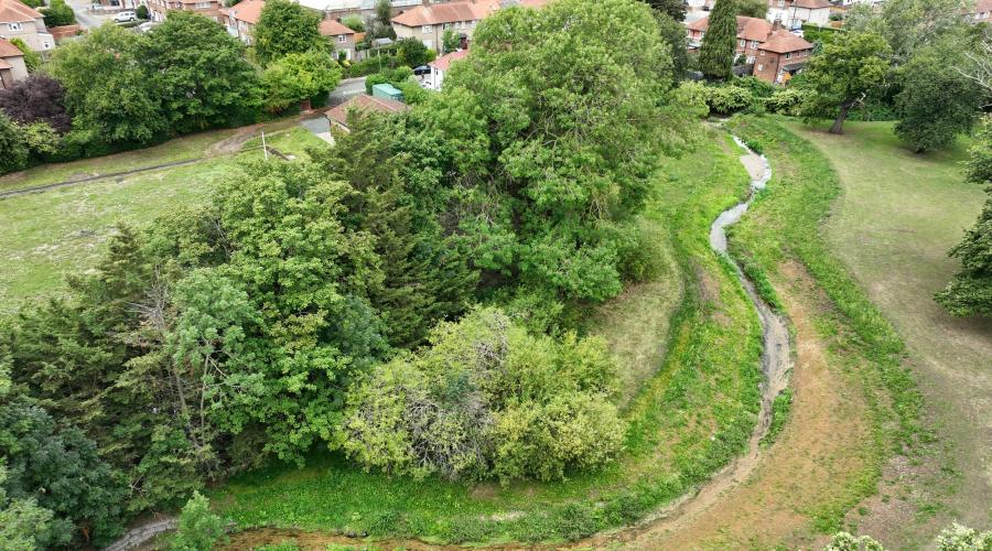 The rerouted Burnt Oak Brook in Watling Park