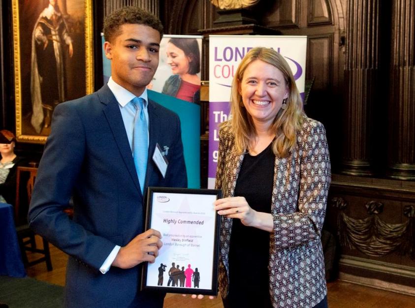 Wesley Sinfield collects his Highly Commended certificate.